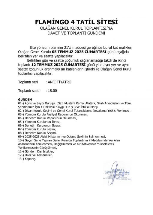  2025 GENEL KURUL DAVET VE GÜNDEM